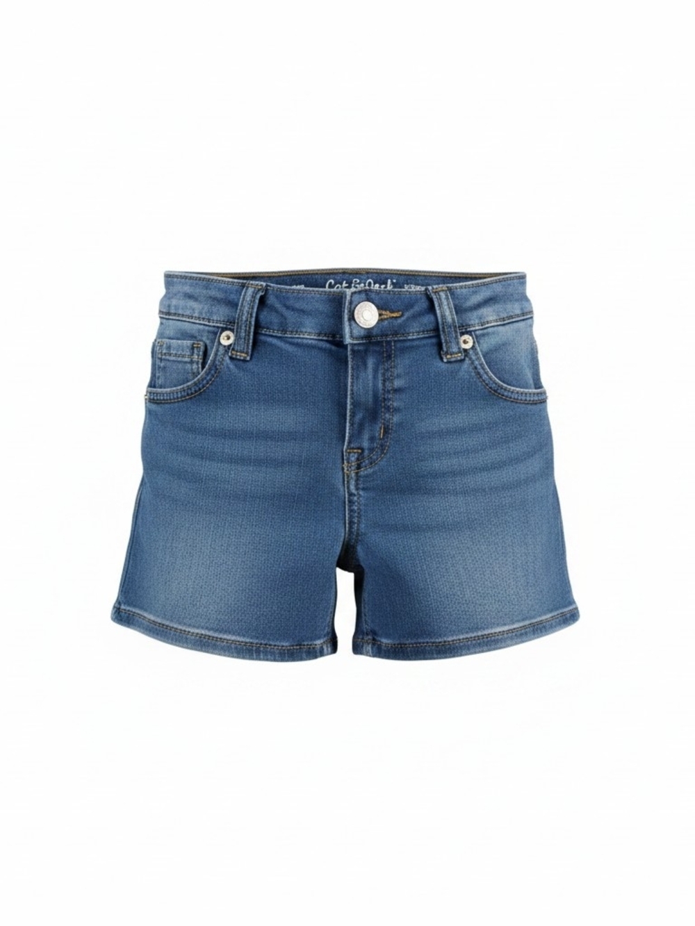 Cat & Jack Girls Blue Denim Jean Shorts Adjustable Waist Ultimate Stretch Sz 6/7
